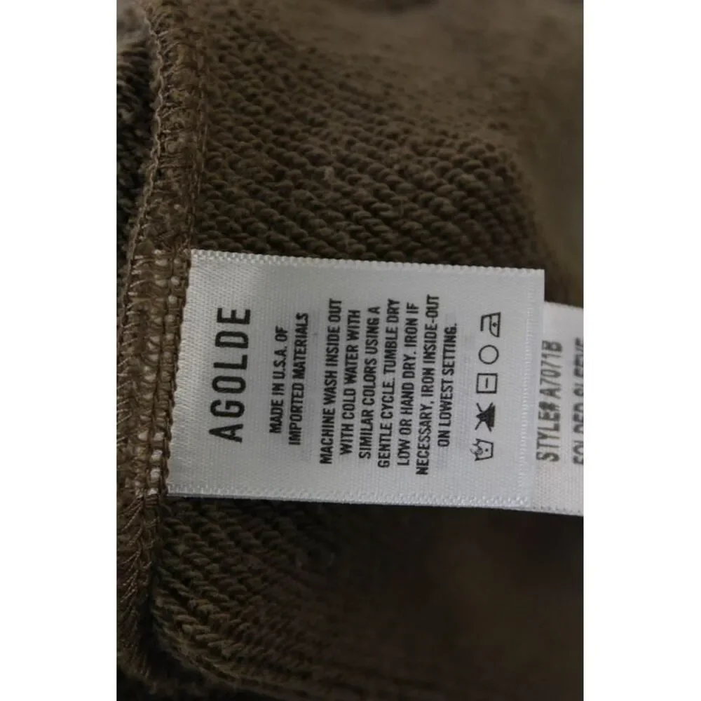 Agolde Womens Cotton Crew Neck Striped Balloon Sleeve Sweatshirt Brown Size XS